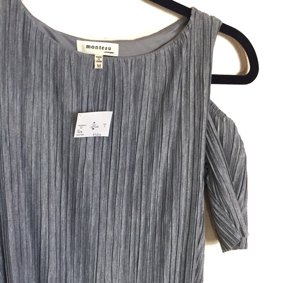 ๐ NWT Monteau Grey Dress Open Shoulder Wrap - Picture 3 of 8